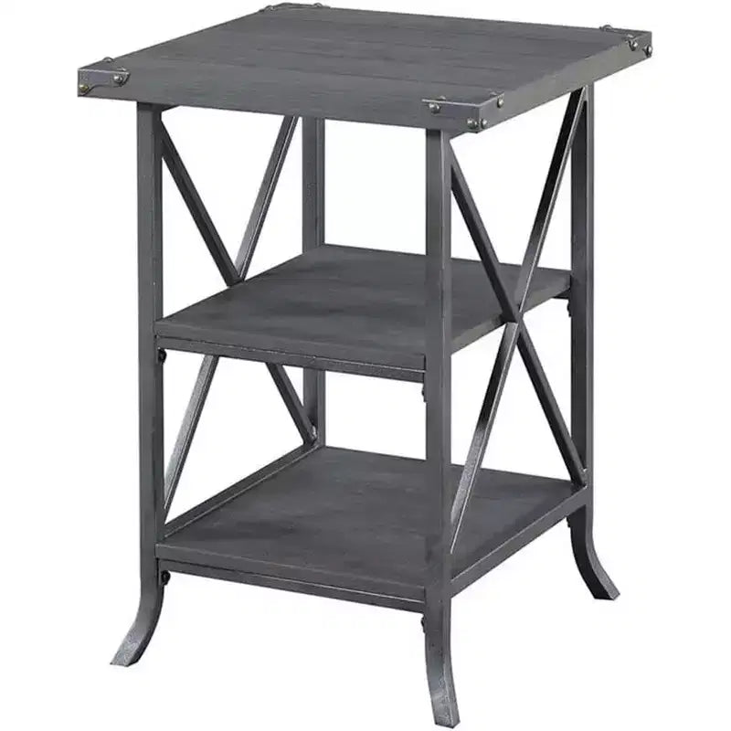 HomeStock Belmont Tavolino da Divano con Ampio Piano, Ripiano Inferiore Aperto, Telaio in Metallo Verniciato a Polvere e Design Rustico Moderno