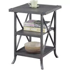 HomeStock Belmont Tavolino da Divano con Ampio Piano, Ripiano Inferiore Aperto, Telaio in Metallo Verniciato a Polvere e Design Rustico Moderno