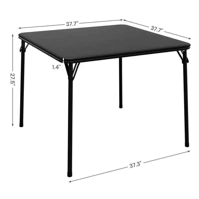 Tavolo quadrato pieghevole, tavolo da gioco portatile imbottito da 94 cm con gambe pieghevoli per 4 persone, tavolo da gioco pieghevole moderno, tavolo da pranzo in metallo