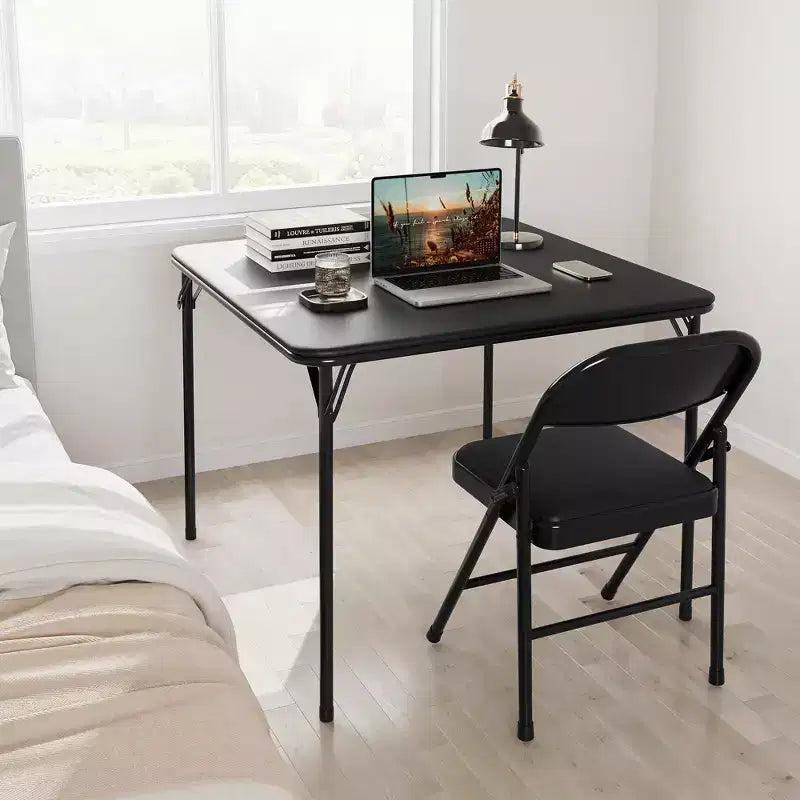 Tavolo quadrato pieghevole, tavolo da gioco portatile imbottito da 94 cm con gambe pieghevoli per 4 persone, tavolo da gioco pieghevole moderno, tavolo da pranzo in metallo