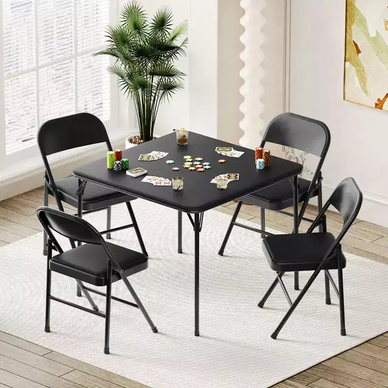 Tavolo quadrato pieghevole, tavolo da gioco portatile imbottito da 94 cm con gambe pieghevoli per 4 persone, tavolo da gioco pieghevole moderno, tavolo da pranzo in metallo