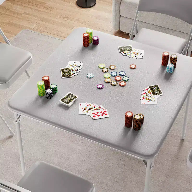 Tavolo quadrato pieghevole, tavolo da gioco portatile imbottito da 94 cm con gambe pieghevoli per 4 persone, tavolo da gioco pieghevole moderno, tavolo da pranzo in metallo