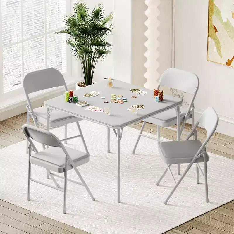 Tavolo quadrato pieghevole, tavolo da gioco portatile imbottito da 94 cm con gambe pieghevoli per 4 persone, tavolo da gioco pieghevole moderno, tavolo da pranzo in metallo