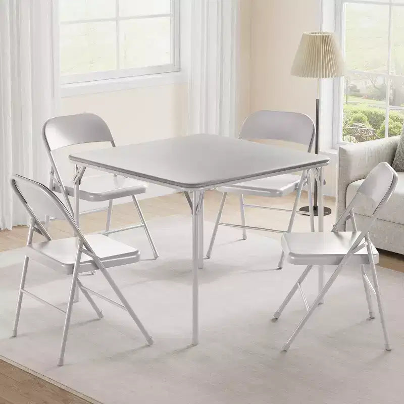 Tavolo quadrato pieghevole, tavolo da gioco portatile imbottito da 94 cm con gambe pieghevoli per 4 persone, tavolo da gioco pieghevole moderno, tavolo da pranzo in metallo