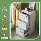 Mobile classificatore verticale in legno a 3 cassetti con serratura GALAXHERO - Organizzazione per l'ufficio e supporto stampante per documenti formato Letter/A4