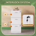 Mobile classificatore verticale in legno a 3 cassetti con serratura GALAXHERO - Organizzazione per l'ufficio e supporto stampante per documenti formato Letter/A4
