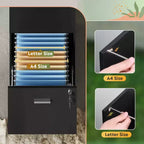 Mobile classificatore verticale in legno a 3 cassetti con serratura GALAXHERO - Organizzazione per l'ufficio e supporto stampante per documenti formato Letter/A4