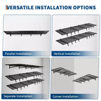 Confezione da 2 Ripiani da Garage 60x120cm Montaggio a Parete con Ganci, Scaffali Portaoggetti per Carichi Pesanti 360 kg, Organizzazione Scaffalatura da Parete per Garage