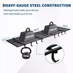 Confezione da 2 Ripiani da Garage 60x120cm Montaggio a Parete con Ganci, Scaffali Portaoggetti per Carichi Pesanti 360 kg, Organizzazione Scaffalatura da Parete per Garage
