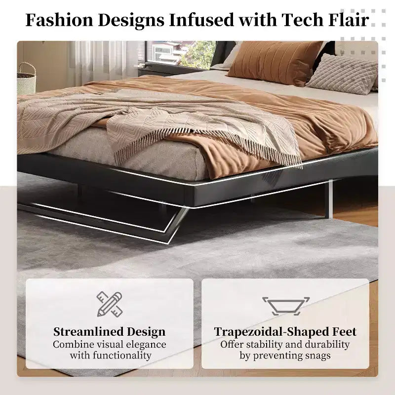 Christopher Knight Home Adrian Moderno Letto Imbottito in Ecopelle con Design a Onda Curva