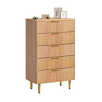 Cassettiera a 3 cassetti per camera da letto, cassettiera a scanalature da 71 cm con maniglie dorate, cassettiera in legno, comodino stretto, organizer per vestiti per camera da letto