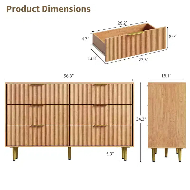 Cassettiera a 3 cassetti per camera da letto, cassettiera a scanalature da 71 cm con maniglie dorate, cassettiera in legno, comodino stretto, organizer per vestiti per camera da letto
