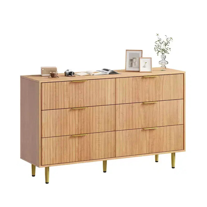 Cassettiera a 3 cassetti per camera da letto, cassettiera a scanalature da 71 cm con maniglie dorate, cassettiera in legno, comodino stretto, organizer per vestiti per camera da letto