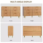 Cassettiera a 3 cassetti per camera da letto, cassettiera a scanalature da 71 cm con maniglie dorate, cassettiera in legno, comodino stretto, organizer per vestiti per camera da letto