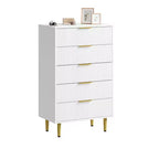 Cassettiera a 3 cassetti per camera da letto, cassettiera a scanalature da 71 cm con maniglie dorate, cassettiera in legno, comodino stretto, organizer per vestiti per camera da letto