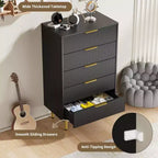 Cassettiera a 3 cassetti per camera da letto, cassettiera a scanalature da 71 cm con maniglie dorate, cassettiera in legno, comodino stretto, organizer per vestiti per camera da letto