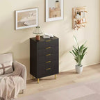 Cassettiera a 3 cassetti per camera da letto, cassettiera a scanalature da 71 cm con maniglie dorate, cassettiera in legno, comodino stretto, organizer per vestiti per camera da letto