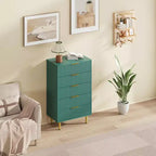Cassettiera a 3 cassetti per camera da letto, cassettiera a scanalature da 71 cm con maniglie dorate, cassettiera in legno, comodino stretto, organizer per vestiti per camera da letto