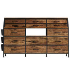 Comò in tessuto da 55" di larghezza con tasca laterale, 14 cassetti e ripiani, struttura robusta, piano in legno