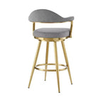 HomeRoots Sedia da bar girevole con schienale basso in tessuto grigio e oro e acciaio inossidabile, altezza bar, 30