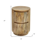 HomeRoots Tavolino rotondo con due cassetti in legno massello naturale da 61 cm