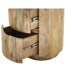 HomeRoots Tavolino rotondo con due cassetti in legno massello naturale da 61 cm
