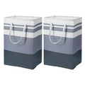 Unique Bargains Large Foldable Waterproof Storage Easy Carry Handles Laundry Basket 2 Pcs