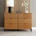 Galano Zaffy 6 Drawer Dresser (Interlock) - Amber Walnut