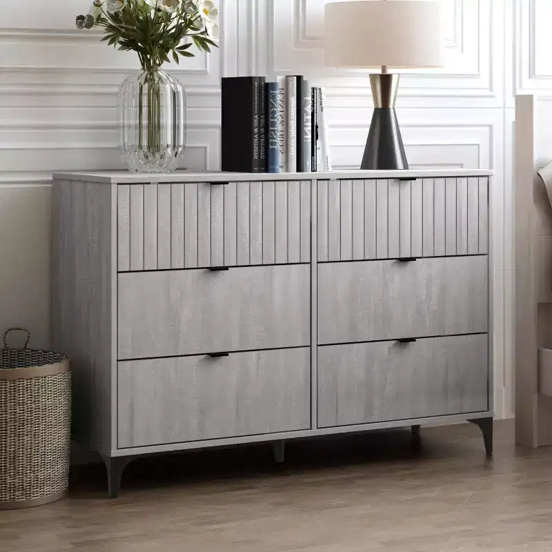Galano Zaffy 6 Drawer Dresser (Interlock) - Dusty Grey Oak