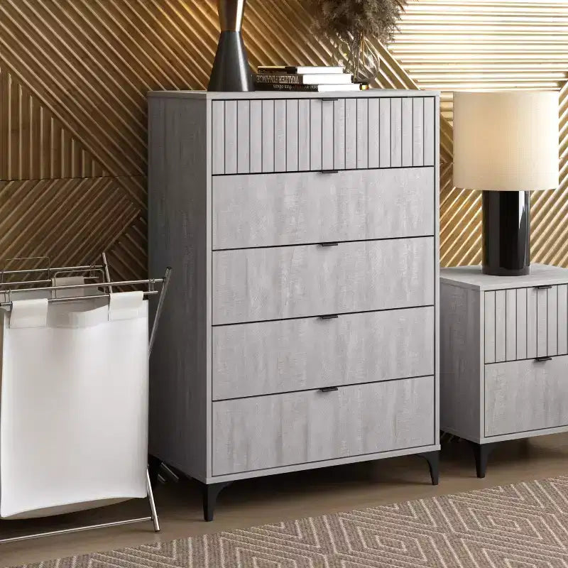 Cassettiera 5 cassetti Galano Zaffy (Interlock) - Quercia Grigio Polvere