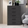 Galano Hamsper 5 Drawer Chest (Interlock) - Dark Grey Oak