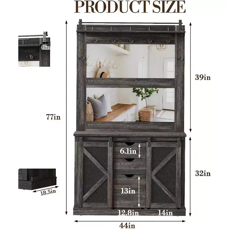 COZONY 5 in 1 Albero Appendiabiti con Scarpiera, Piantana Laterale Regolabile, Appendiabiti e Toilette, Design Angolare per Ingresso, Soggiorno, Ripostiglio