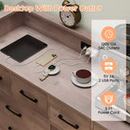 Mobile TV COZONY con comò a 8 cassetti, centro multimediale in legno con luce LED e stazione di ricarica, ampio spazio per camera da letto e soggiorno