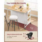 Carrello da cucina con isola su ruote con 2 cassetti e ripiani regolabili, workstation mobile con capacità di 294 kg su ruote bloccabili, larghezza 110 cm, beige e bianco