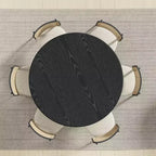 PexFix 52 Tavolo da pranzo rotondo in legno, tavolo da cucina per 4-6 persone con bordo superiore a forma di arco e piedistallo strutturato per soggiorno/sala da pranzo, caffè, ufficio, nero