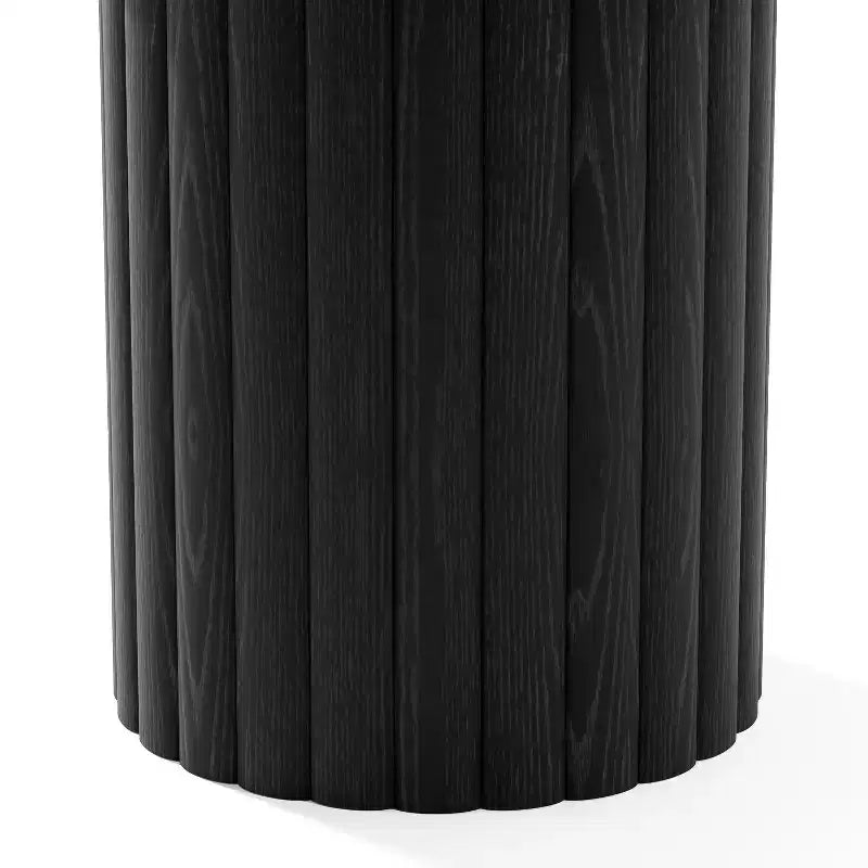 PexFix 52 Tavolo da pranzo rotondo in legno, tavolo da cucina per 4-6 persone con bordo superiore a forma di arco e piedistallo strutturato per soggiorno/sala da pranzo, caffè, ufficio, nero