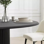 PexFix 52 Tavolo da pranzo rotondo in legno, tavolo da cucina per 4-6 persone con bordo superiore a forma di arco e piedistallo strutturato per soggiorno/sala da pranzo, caffè, ufficio, nero