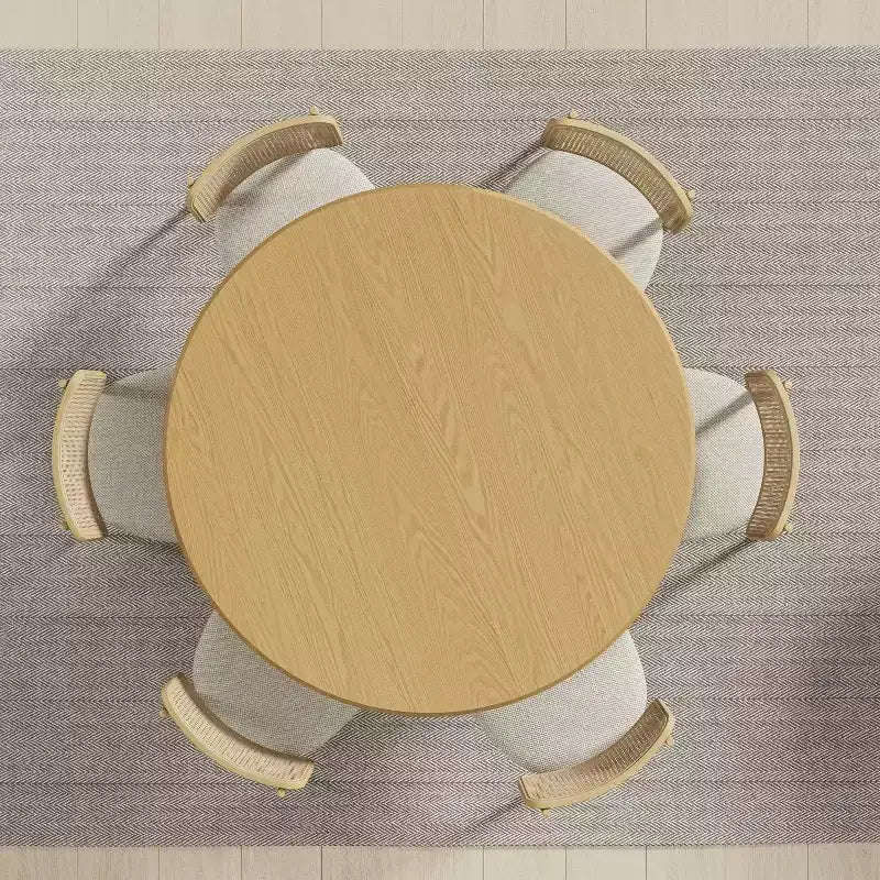 PexFix 52 Tavolo Rotondo da Pranzo in Legno Tavolo da Cucina per 4-6 con Bordo Superiore a Forma di Arco e Base Scanalata per Soggiorno/Sala da Pranzo Caffè Ufficio Naturale