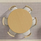 PexFix 52 Tavolo Rotondo da Pranzo in Legno Tavolo da Cucina per 4-6 con Bordo Superiore a Forma di Arco e Base Scanalata per Soggiorno/Sala da Pranzo Caffè Ufficio Naturale