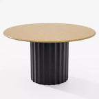 PexFix 52 Tavolo Rotondo da Pranzo in Legno Tavolo da Cucina per 4-6 con Bordo Superiore a Forma di Arco e Base Scanalata per Soggiorno/Sala da Pranzo Caffè Ufficio Naturale