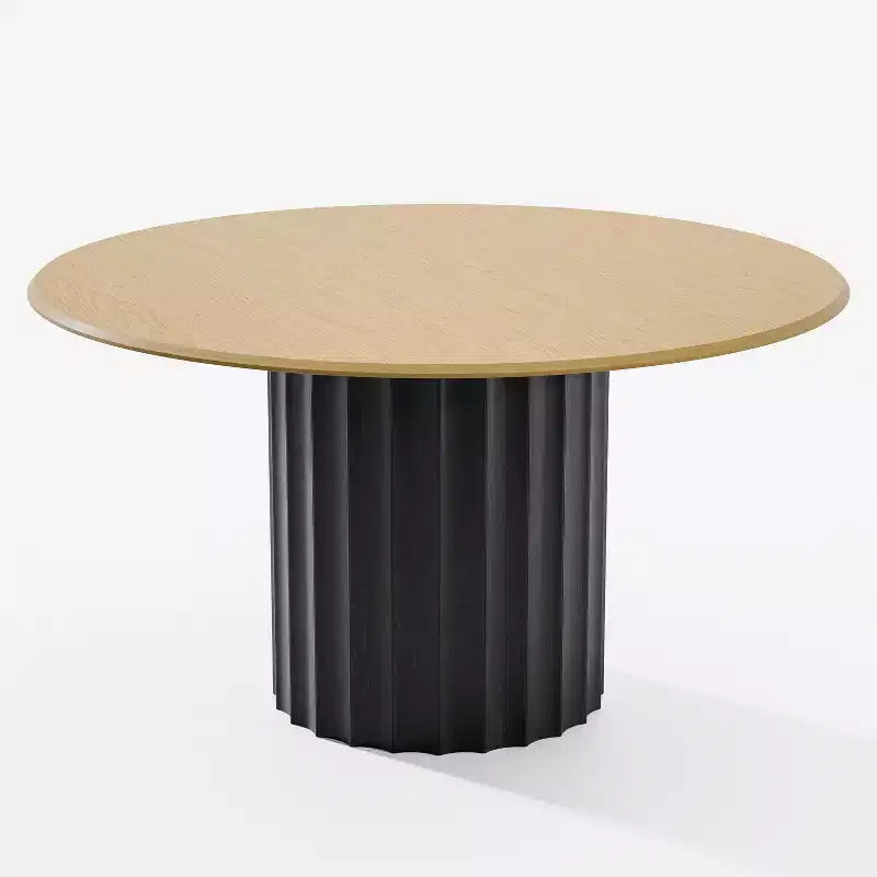 PexFix 52 Tavolo Rotondo da Pranzo in Legno Tavolo da Cucina per 4-6 con Bordo Superiore a Forma di Arco e Base Scanalata per Soggiorno/Sala da Pranzo Caffè Ufficio Naturale