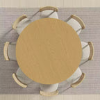 PexFix Tavolo da pranzo rotondo da 60 in legno massello, tavolo da cucina per 6-8 persone con piano e base cilindrica testurizzata per soggiorno/sala da pranzo, caffè, ufficio, naturale