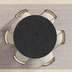 PexFix Tavolo da pranzo rotondo in legno massello, 132 cm (52 pollici) di altezza, tavolo da cucina per 4-6 persone con piano del tavolo e base affusolata per soggiorno/sala da pranzo, ufficio, caffè, nero
