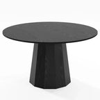 PexFix Tavolo da pranzo rotondo in legno massello, 132 cm (52 pollici) di altezza, tavolo da cucina per 4-6 persone con piano del tavolo e base affusolata per soggiorno/sala da pranzo, ufficio, caffè, nero