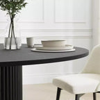PexFix Tavolo da pranzo rotondo in legno massello, 132 cm (52 pollici) di altezza, tavolo da cucina per 4-6 persone con piano del tavolo e base affusolata per soggiorno/sala da pranzo, ufficio, caffè, nero