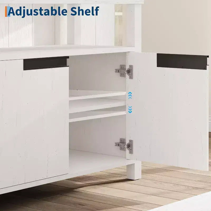 Mobile porta TV rustico da 160 cm con 4 ante e ripiani aperti per il soggiorno
