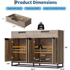 Buffet moderno a credenza da 140 cm – Madia da cucina con 2 cassetti e 4 ante per sala da pranzo