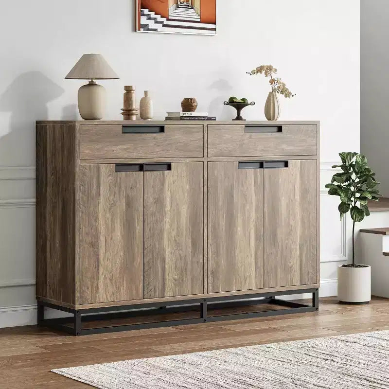 Buffet moderno a credenza da 140 cm – Madia da cucina con 2 cassetti e 4 ante per sala da pranzo