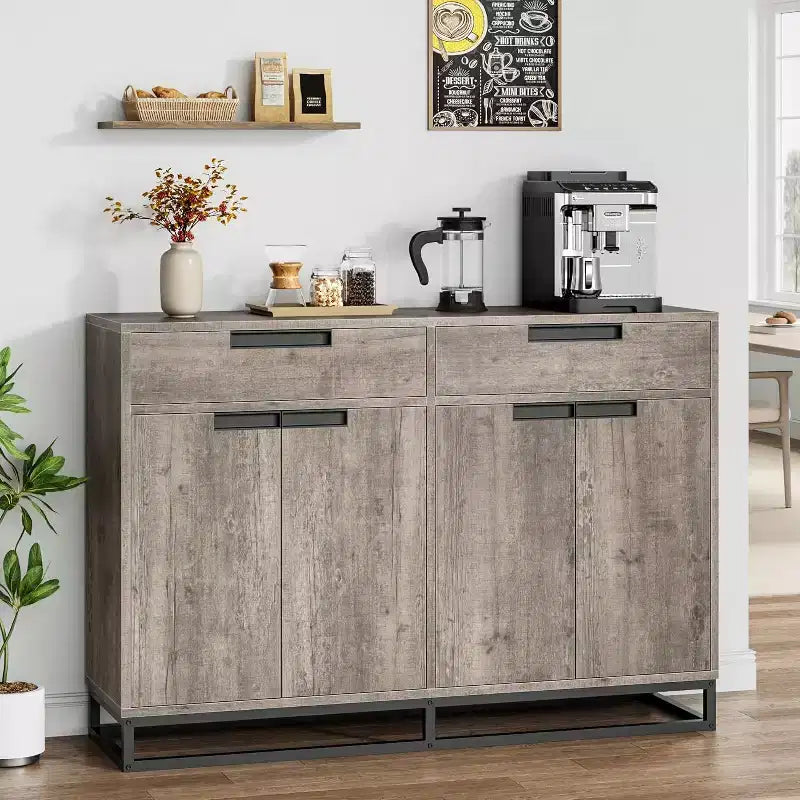 Buffet moderno a credenza da 140 cm – Madia da cucina con 2 cassetti e 4 ante per sala da pranzo