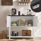 Credenza a Buffet in Stile Fattoria con Mobile a 2 Ante e Ripiano, Tavolo Consolle in Legno con Contenitore per Cucina, Corridoio, Sala da Pranzo